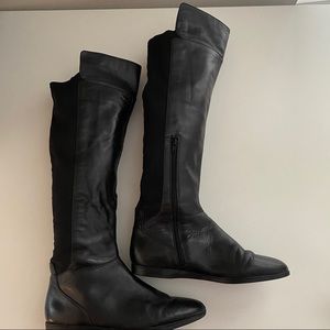 Nine West leather flat knee high boots. Black. Size 9